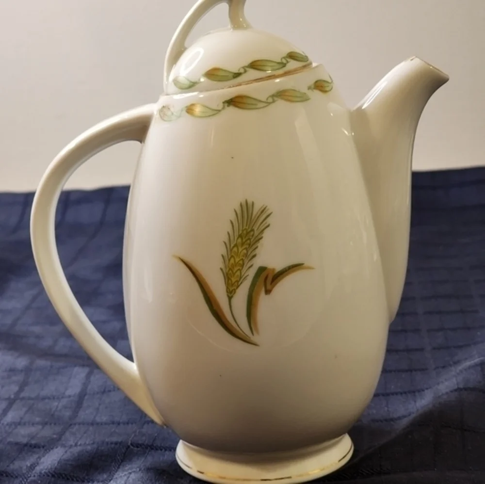 Vintage Ohata China Made In Occupied‎ Japan Wheat Stems Teapot With Lid
